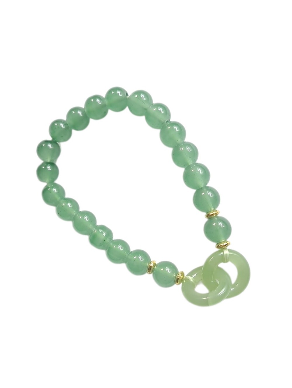 Mint Green Beaded Stretch Bracelet w/ Double Interlocking Rings